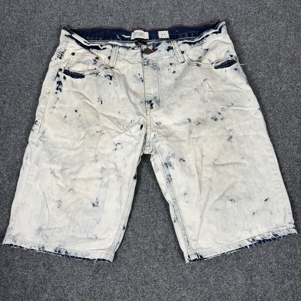 Decibel Dry Goods Mens 36 Acid Wash Light Denim Blue Jean Shorts Bermuda